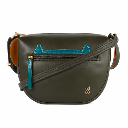Cat Ear Leather Crossbody Bag – Dark Green